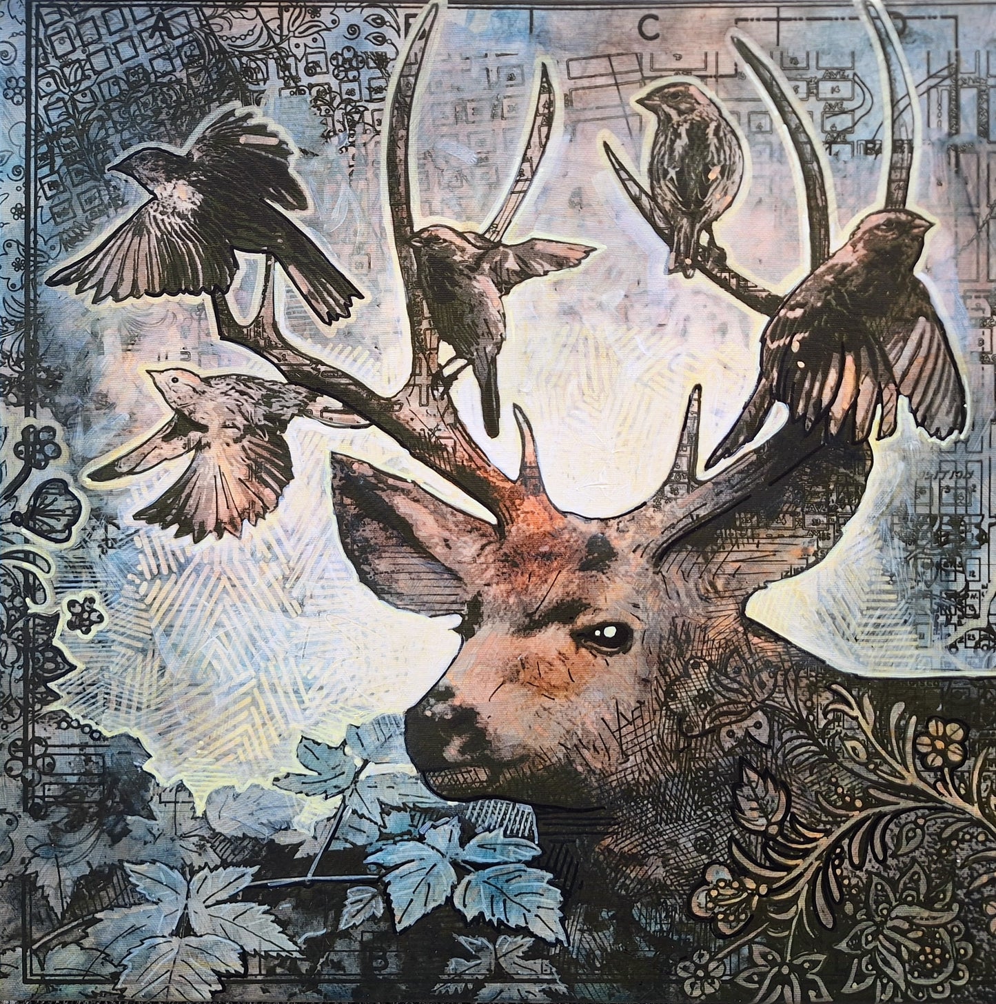 "Glade Guardian" 18inch Hand Embellished Canvas