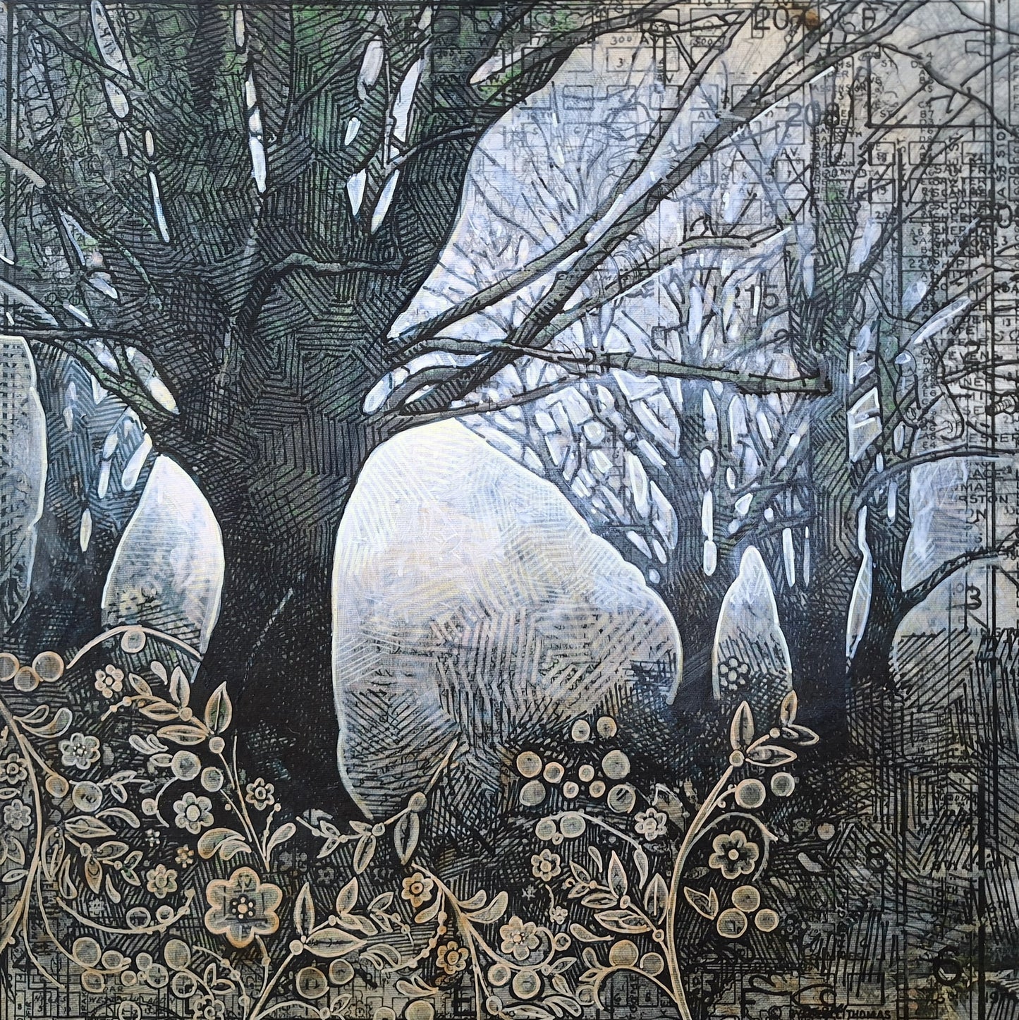 "Grandmother Tree" 18inch Hand Embellished Canvas